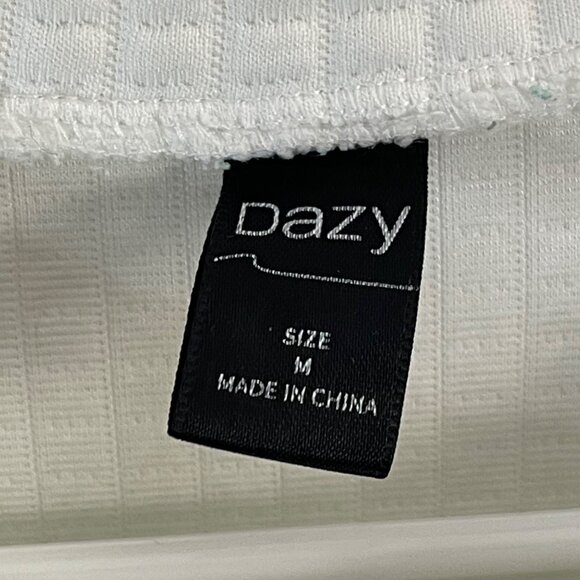 Dazy White Textured Waffle-Knit Crewneck Pullover Sweater M - Picture 7 of 11
